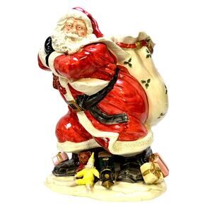 Rare Fitz and Floyd Large 16" Santa Open Gift Bag Vintage 1987 Japan-Excellent